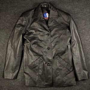 Vtg Lobi Lobi The Better Leather Men's Black Genuine Leather Blazer Jacket Sz L